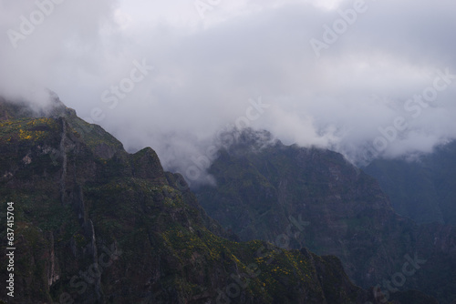 Travelling and exploring Madeira island landscapes and famous places. Summer tourism by Atlantic ocean and mountains. Outdoor views on beautiful water, sky, cliffs, coastline and travel destination.
