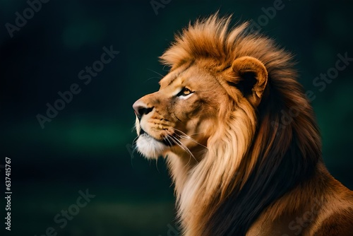 Lion king  Portrait on black background  Wildlife animal. 