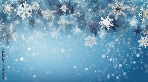 Christmas blue background with snowflakes © sambath