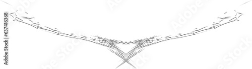 Vector edging imitating a frame made of ice floes with unusual plasticity. Thin shaded outline.