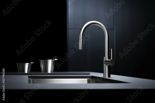 Close-up of a kitchen faucet. Modern kitchen interior design concept. AI generated, human enhanced