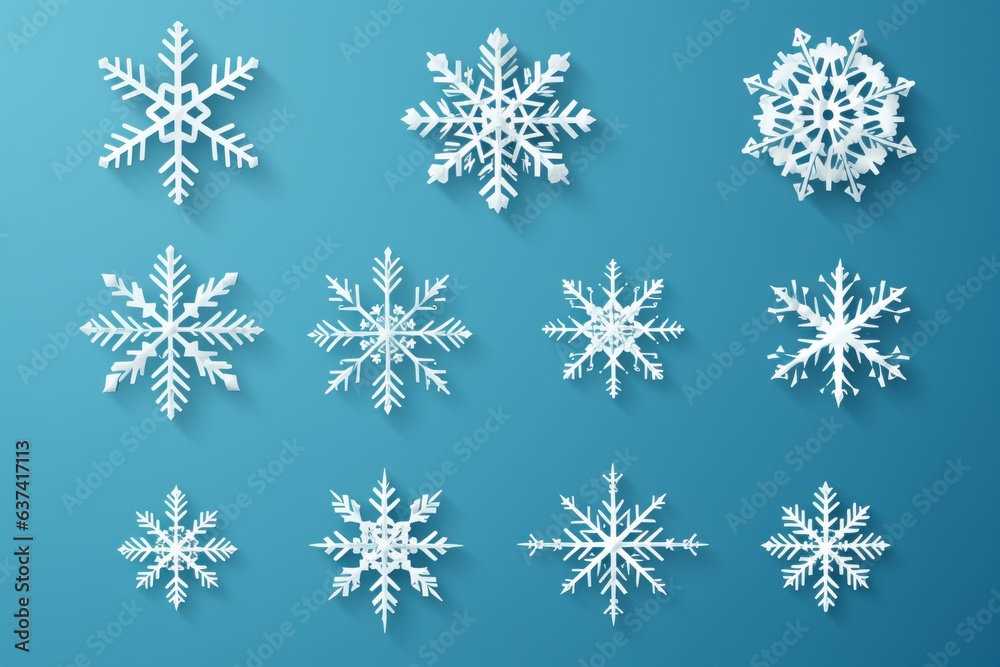 Snowflakes of different shapes. Background or blank for design. Seasonal decorations. Snowflakes of different shapes. Background or blank for design. Seasonal decorations.