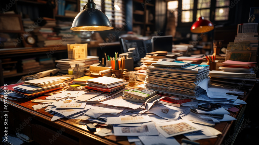 Many office documents on the office table. Many office documents on the office table.