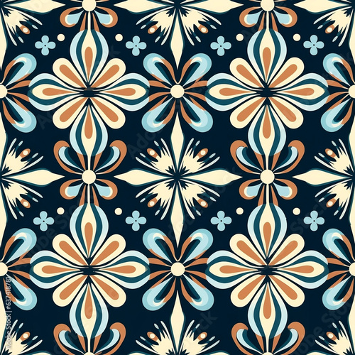 seamless repeat floral pattern background  in the style of deco-inspired geometric forms 