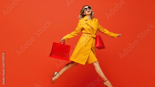 Shopping concept with woman holding bag