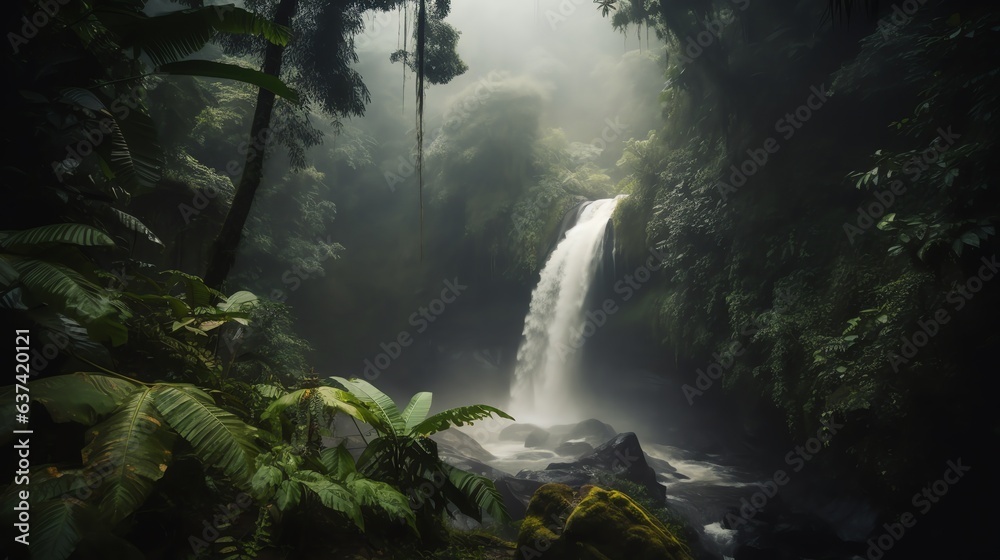 Fototapeta premium waterfall in the dusty jungle