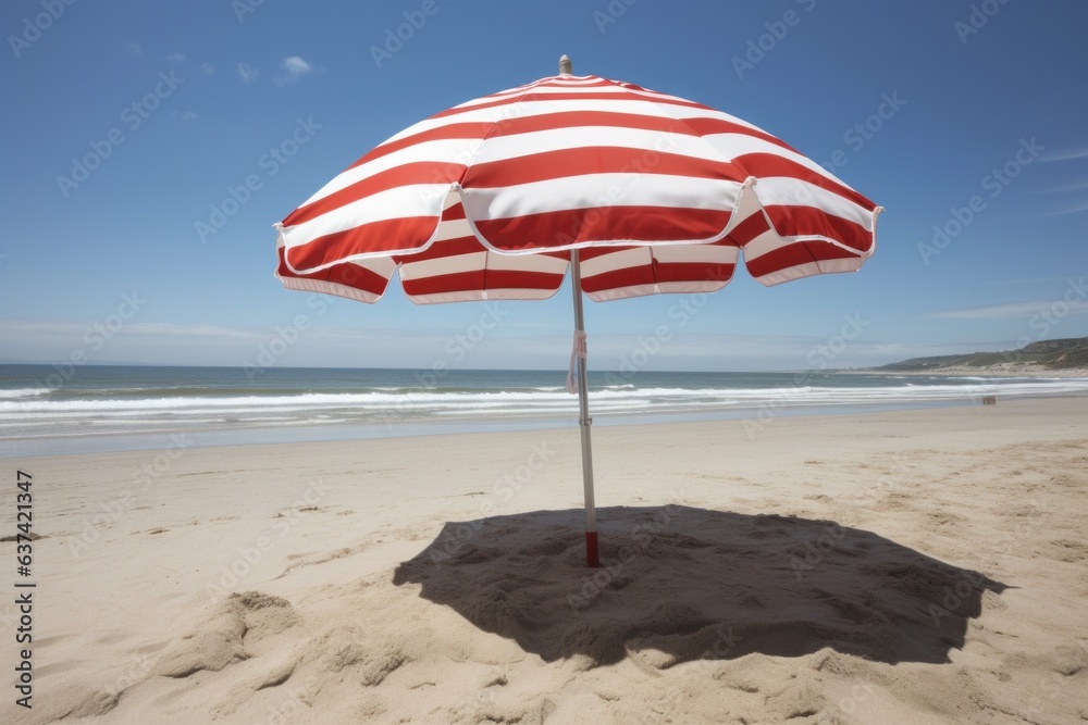 A colorful umbrella on a sandy beach A colorful umbrella on a sandy beach