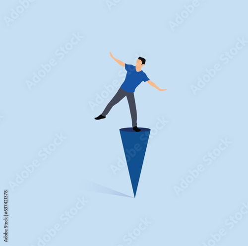 men balance cone figure work career risk challenge concept. illustration