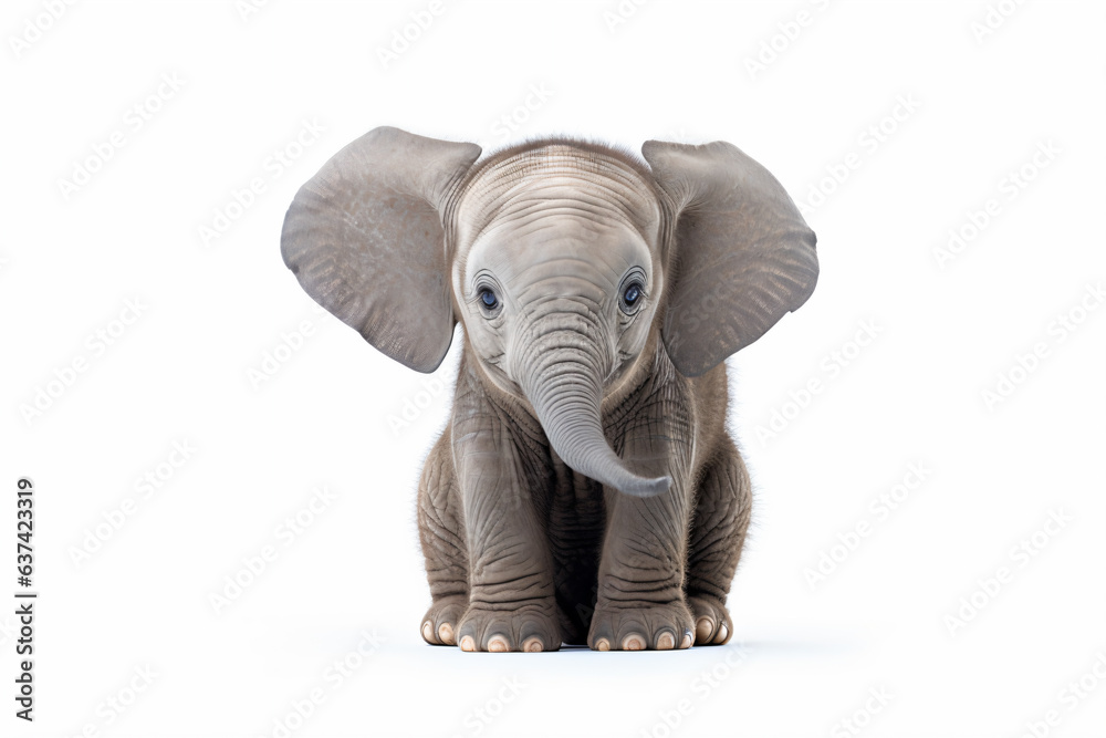 Obraz premium a baby elephant standing up with its trunk extended