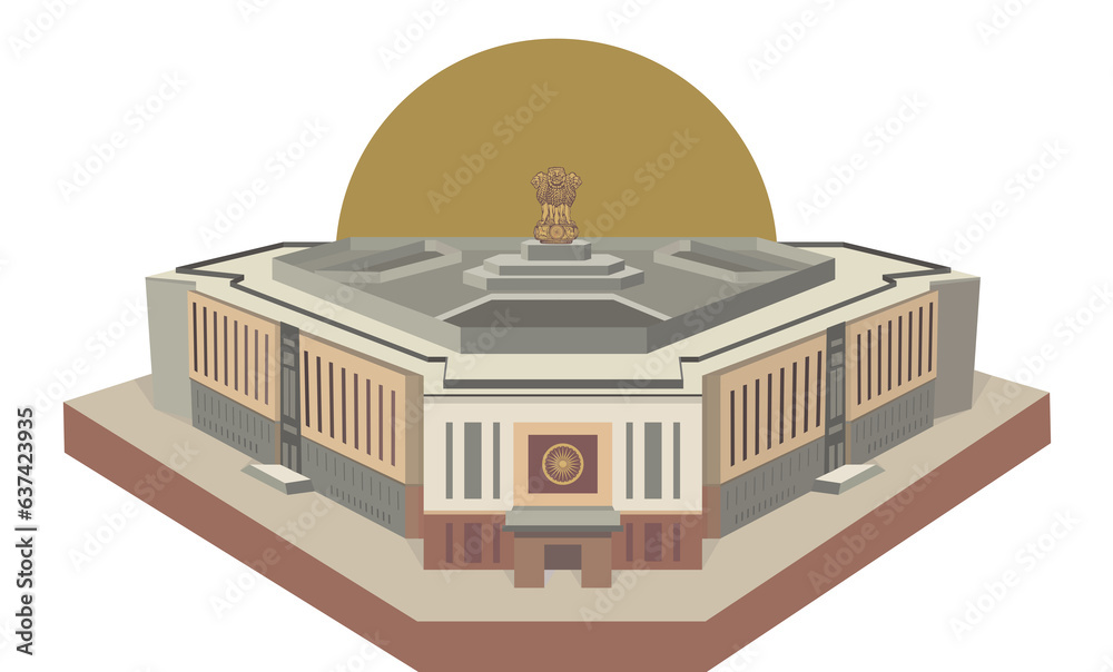 New Parliament of India, New Delhi. Symbol of the Constitution of India