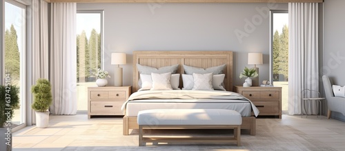 home interior design creative ideas concept contermporary bedroom earthtone colour scheme decorative with natural material cosy and minimal clean clear element house beautiful background,ai generate