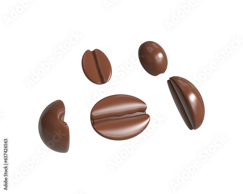 Realistic 3d Coffee beans set, International Coffee Day design element
