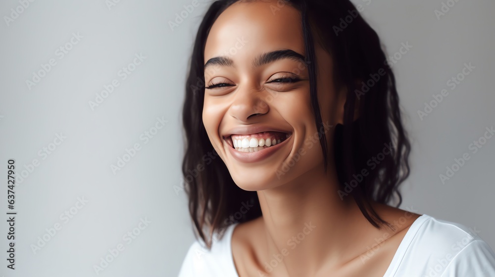 Portrait of an Happy Female Model with a radiant smile Portrait of an Happy Female Model with a radiant smile