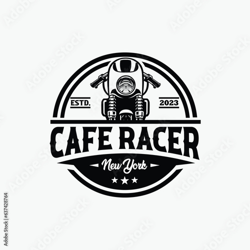 Leinwand Poster Cafe Racer New York Circle Emblem Badge Logo Vector Isolated