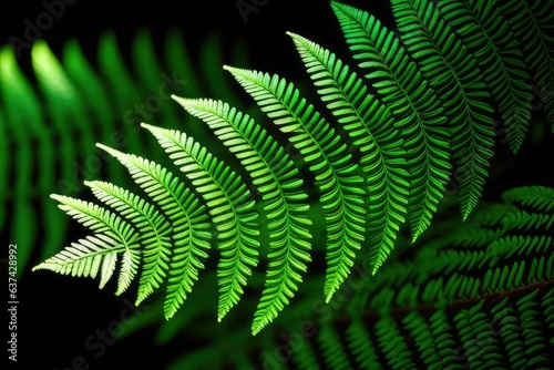 Detailed close up of a vibrant green fern leaf Generative AI 