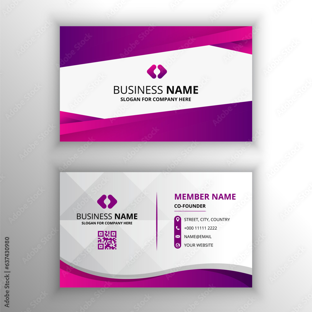 Stylish Purple and Pink Curved Business Card Template