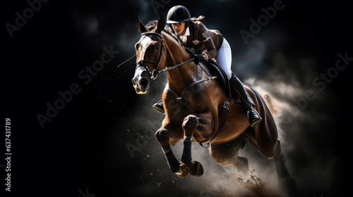 the equestrian sport of woman riding