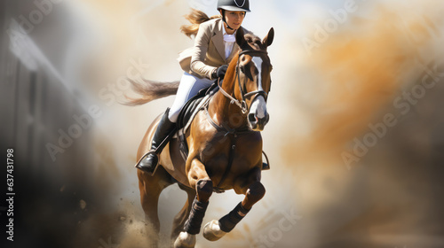 the equestrian sport of woman riding