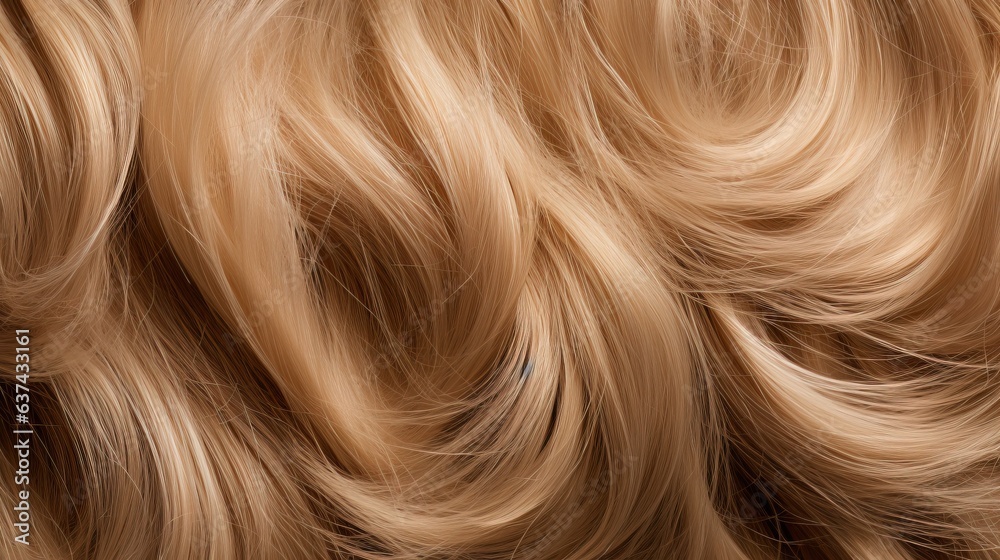 Curly blonde hair as a background. Close-up. Texture