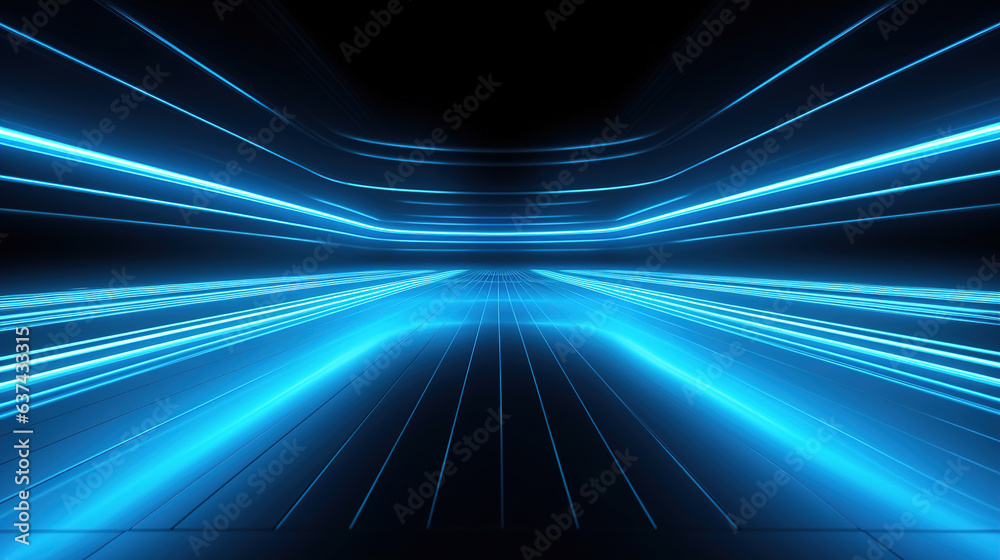 Glowing Lines in the Neon Tunnel.Generative Ai Glowing Lines in the Neon Tunnel.Generative Ai