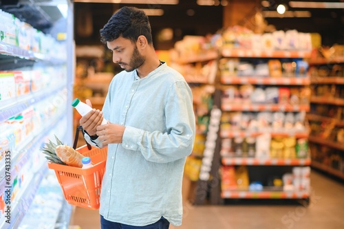 Photography Man at grocery store products