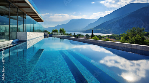 pool in the luxury hotel.Generative Ai