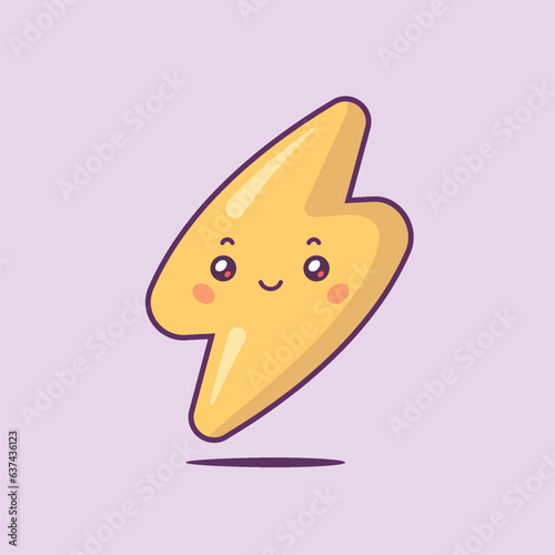 Lightning bolt kawaii cartoon character vector illustration