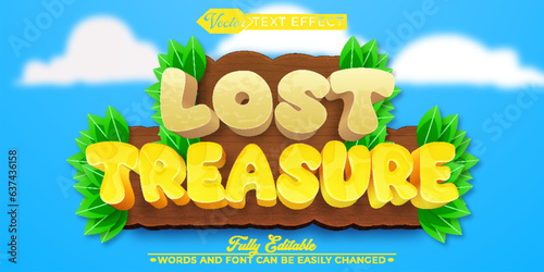 Cartoon Lost Treasure Vector Editable Text Effect Template
