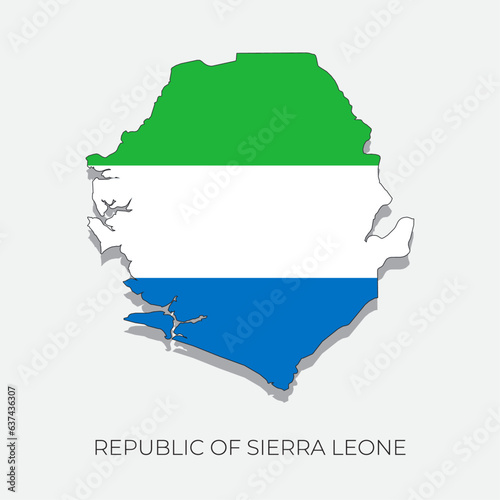 Sierra Leone map and flag. Detailed silhouette vector illustration
