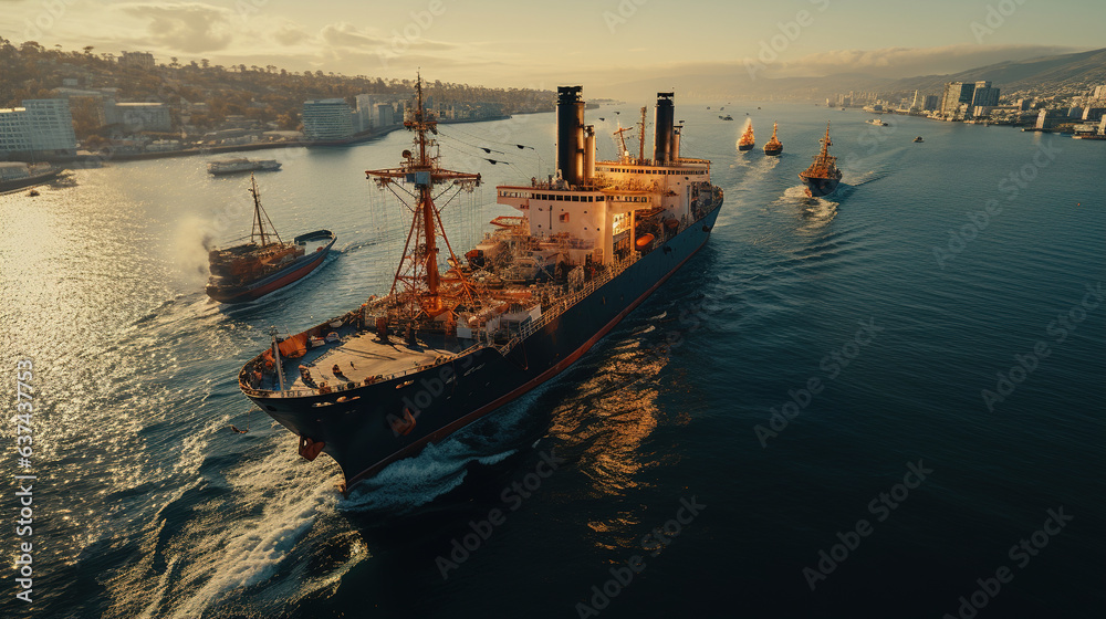 Obraz premium tanker boats on port.Generative Ai