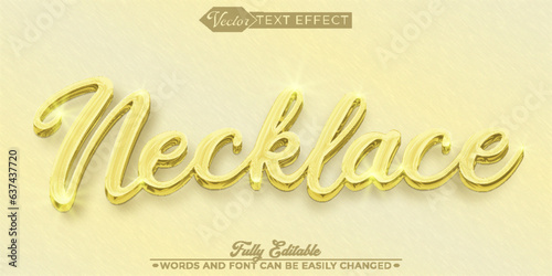 Golden Jewelry Necklace Vector Editable Text Effect Template