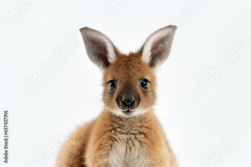 a kangaroo is standing up with a white background