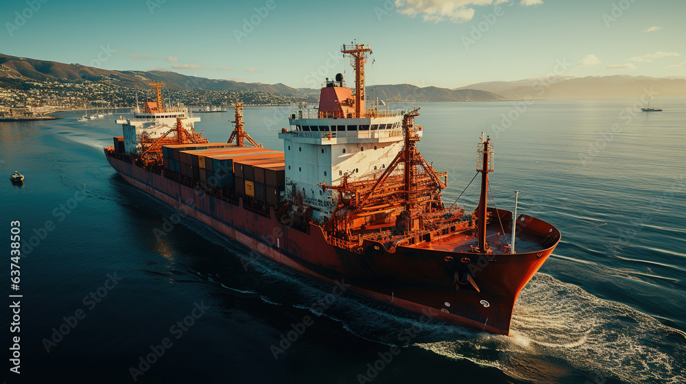 Obraz premium tanker boats on port.Generative Ai