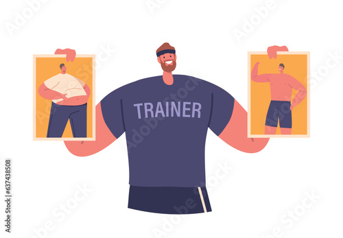 Fit Male Character Displays Transformation From Before Weight Loss To After, Man Showcasing Impressive Progress