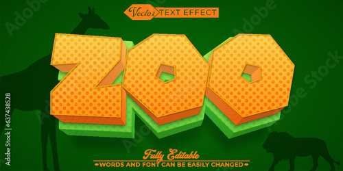 Cartoon Orange Zoo Vector Editable Text Effect Template