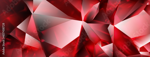 Abstract crystal background in red colors with highlights on the facets and refracting of light