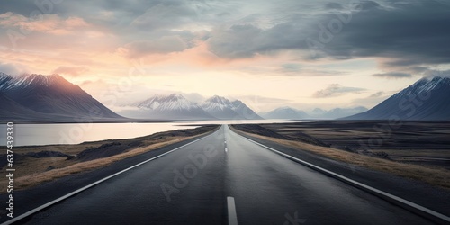 Pathway to adventure. Exploring nature highways. Beyond horizon. Road tripping through majestic mountains. Journey to peaks