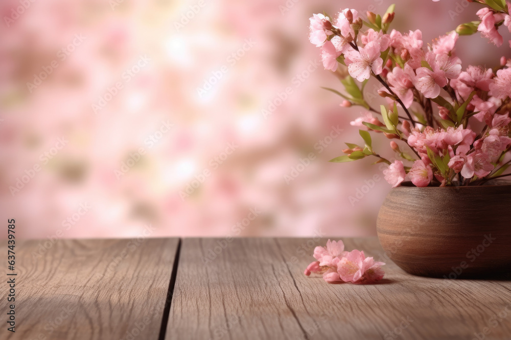 Wooden table for product placement with mother's day background Wooden table for product placement with mother's day background