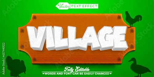 Cartoon White Village Vector Editable Text Effect Template