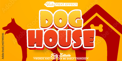 Cartoon Dog House Vector Editable Text Effect Template
