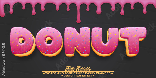 Sweet Tasty Donut Vector Editable Text Effect Template