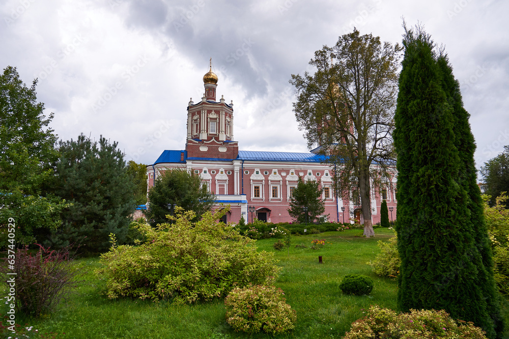 Ryazan, Russia - August 20, 2023: A park on the territory of the Solotchinsky Monastery on a cloudy summer evening Ryazan, Russia - August 20, 2023: A park on the territory of the Solotchinsky Monastery on a cloudy summer evening