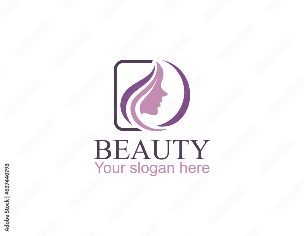 Beauty woman fashion logo. Golden Abstract vector template linear style on a black background