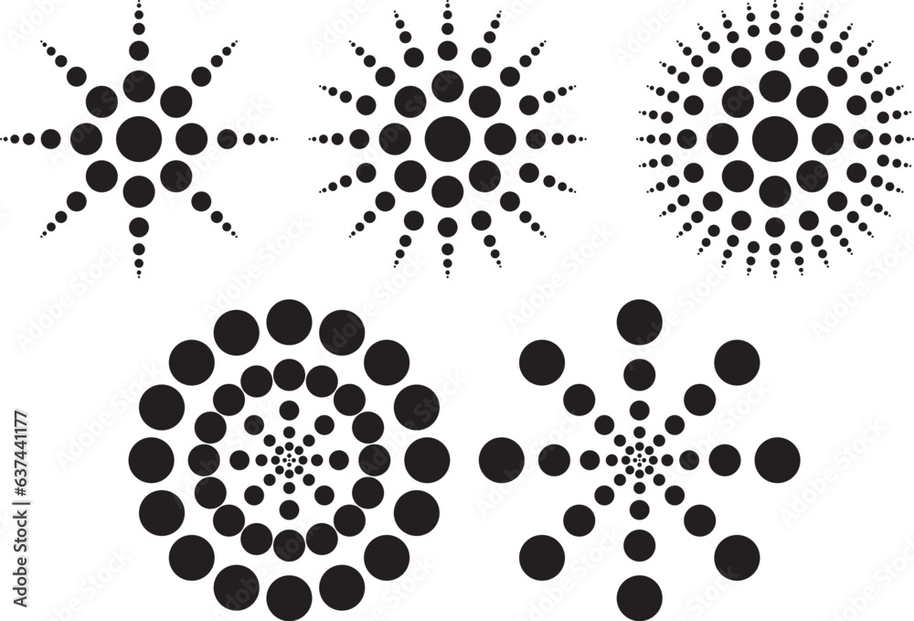 Spiral and swirl motion twisting circles design element set - obrazy, fototapety, plakaty 