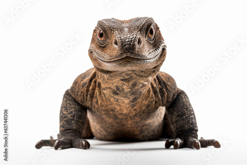 a lizard sitting on a white surface with its eyes open © Nam