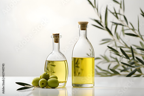 Olive oil bottles minimalist promotional commercial photo