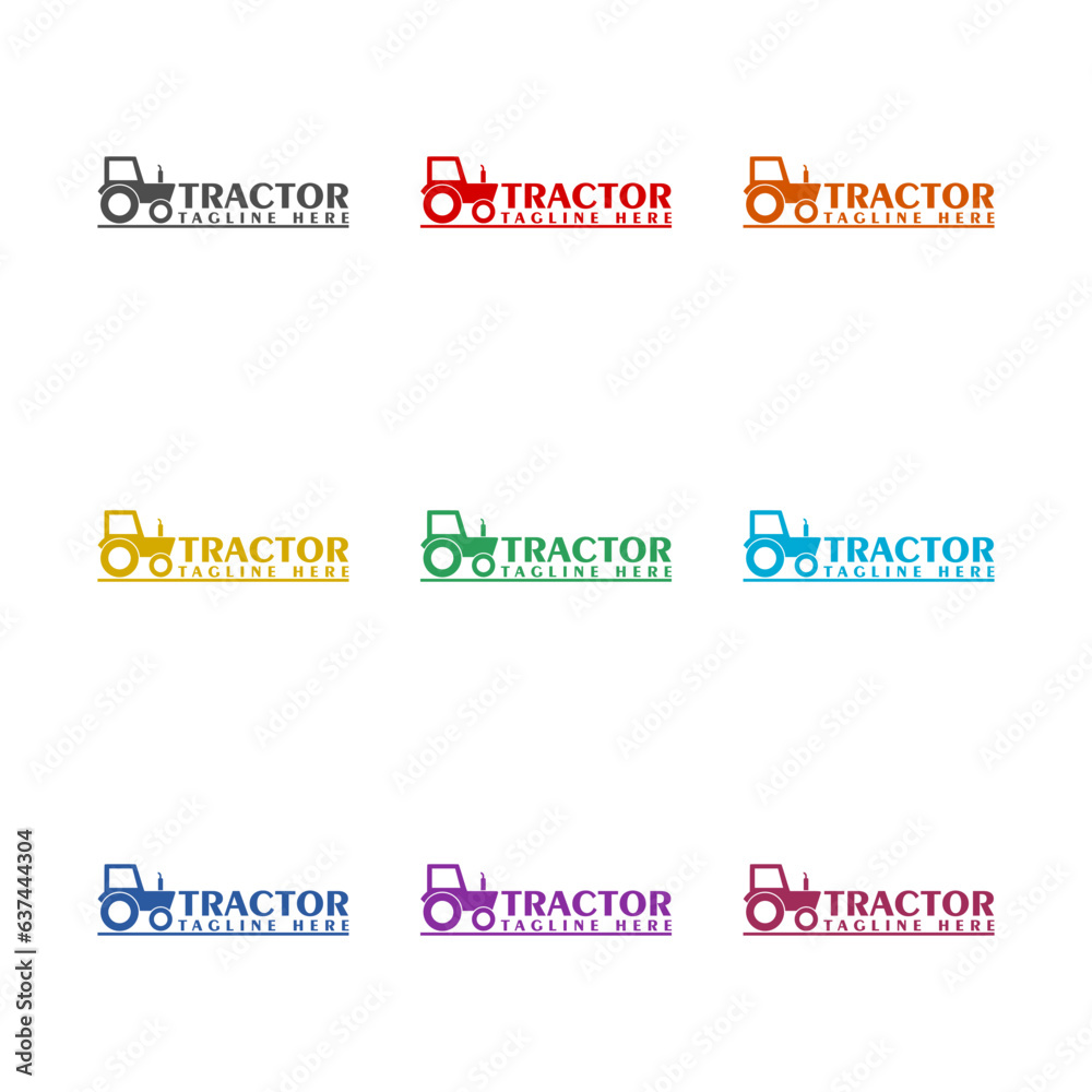Tractor logo template icon isolated on white background. Set icons colorful Tractor logo template icon isolated on white background. Set icons colorful