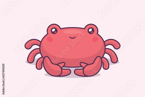 Cute red crab kawaii character vector cartoon illustration