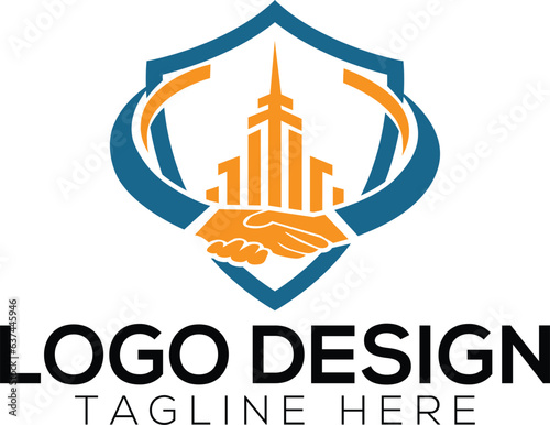 Corporate logo with shield shape