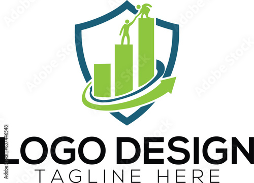 Marketing logo with shield shape